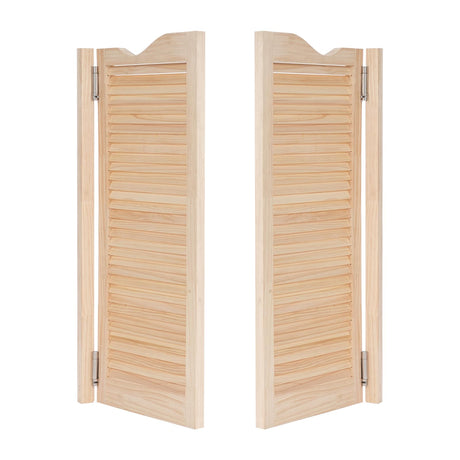 Undercat Swinging Door Cafe Doors Pine Wood Partition Door Saloon Doors Two-Way Double Doors for Hallway Porch Kitchen Bar Pub Entrance Partition, 35.83 * 42.13 in, Wood Color Undercat