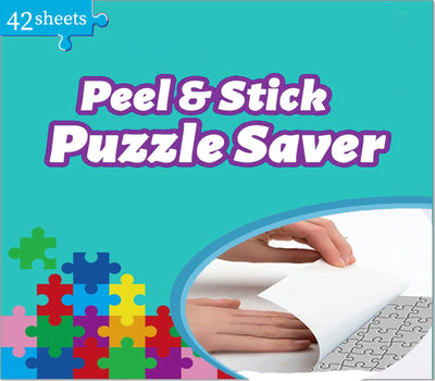 Puzzle Glue Sheets for 7 X 1000 Puzzles 42 Puzzel Saver Sheets Peel and Stick Puzzle Saver Puzzle Accessories with 14 Adhesive Hangers & 1 Scraper