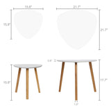 BAMEOS Bamboo Nesting Triangle End Table,Set of 2 Coffee Table Modern Minimalist Side Table for Living Room, Balcony in White BAMEOS