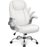 NEO CHAIR Ergonomic Office Chair PU Leather Executive Chair Padded Flip Up Armrest Computer Chair Adjustable Height High Back Lumbar Support Wheels Swivel for Gaming Desk Chair (White) NEO CHAIR