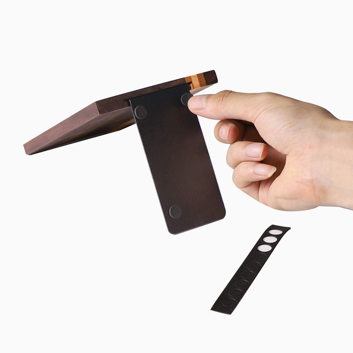 Muso Wood Artist Bookends, Decorative Bookshelf Book Ends Heavy Duty Bookends Desktop Organize Books Wooden Book Ends for Home Office Kitchen 6"x4" Walnut 4pcs muso wood