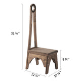 Heavy Duty Wooden Step Stool with Handle, Besuerte Vintage Step Stool with 32.75" Tall Handle for Bathroom, Kitchen, No Need to Bend Your Back to Pick Up Single Step Stool (Walnut) Besuerte
