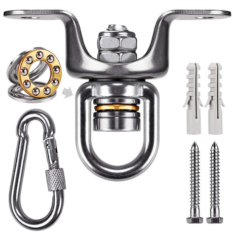 SELEWARE Heavy Duty Boxing Punching Bag Hanger, 360 Rotate Heavy Bag Hanger Bracket with Bearing and Carabiner, Wood Beam Holder for Boxing Muay Thai Training, 700lbs Capacity SELEWARE