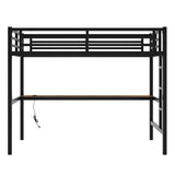 Bellemave Full Size Loft Bed with Desk, Metal Full Loft Bed Frame with Built-in Ladder, LED Loft Beds with Charging Station & Safety Guardrails for Kids, Teens, Adults, Black Bellemave