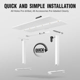 Veken 55 Inch Large Electric Standing Desk, 4 Memory Heights Adjustable,Sit to Stand Up, Work Home Office Computer Table for Study, Walking Pad, Writing, and Games, Wooden Desktop Desks, White Veken