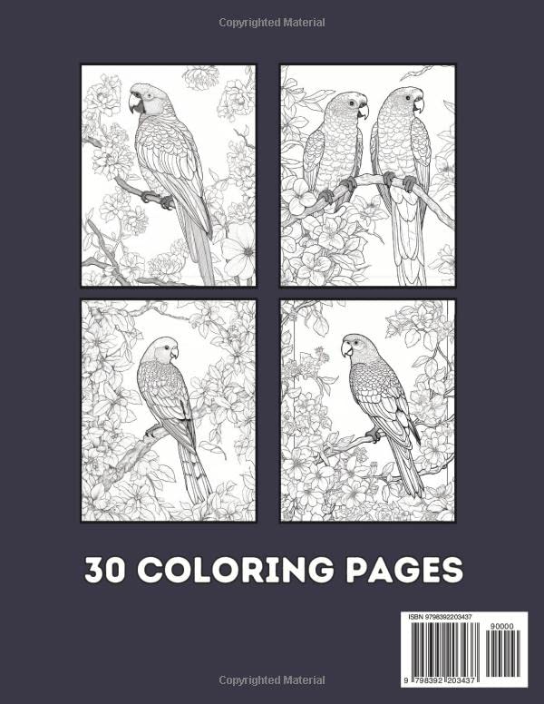 Parrot Paradise Adult Coloring Book: A Creative Way to Relieve Anxiety and Stress Majosta