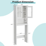 Shintenchi Over The Toilet Storage Cabinet, Bathroom Shelf Organizer with Anti-Tip Device Small Freestanding Space Saver with Adjustable Shelf and Glass Door, White Shintenchi