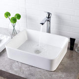 Lordear Vessel Sink Rectangle 19 Inch Bathroom Sink,Rectangular Modern Above Counter Bathroom Sinks White 19x15 Inch Porcelain Ceramic Vessel Vanity Sink Art Basin Lordear
