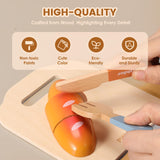 Pithfor Picnic Playset, Wooden Play Food Set for Kids Kitchen, Cutting Pretend Play Kitchen Food Toy for Toddlers Girls Boys 1 2 3 4 5 Years Old Pithfor