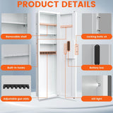 53" Tall Hidden Wall Safe with Fingerprint Lock - Fireproof & Waterproof, Dual Alarm System, 3 Adjustable Shelves, Magnetic Slot & Key Hooks - Modern White Steel Construction opentiny