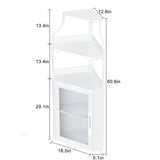 Corner Wine Rack, Bar Cabinet with Glass Holder and Storage Shelves, Baffle Design, Liquor Cabinet with Mesh Door & Adjustable Shelf, Home Bar Furniture for Living Room,Small Space White SLifet