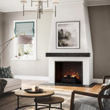 Modern Ember Modern Rustic 72 Inch Wood Mantel Shelf in Charcoal Black Stowe, Wall-Mounted Shelf with Dark Hand Brushed Sand Groove Pattern; for Fireplaces, Hearths & Décor Modern Ember