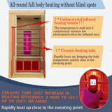 KUNSANA Ceramic Infrared Sauna, 1 Person Infrared Sauna, Hemlock Wood Home Sauna Spa, Far Infrared Sauna Indoor, Low EMF Infrared Saunas for Home with Smart Display, Bluetooth Speaker,1,240 watt KUNSANA