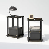 Furinno Simplistic Compact Bedside Table, Nightstand, Espresso/Black, Set of 2 Furinno