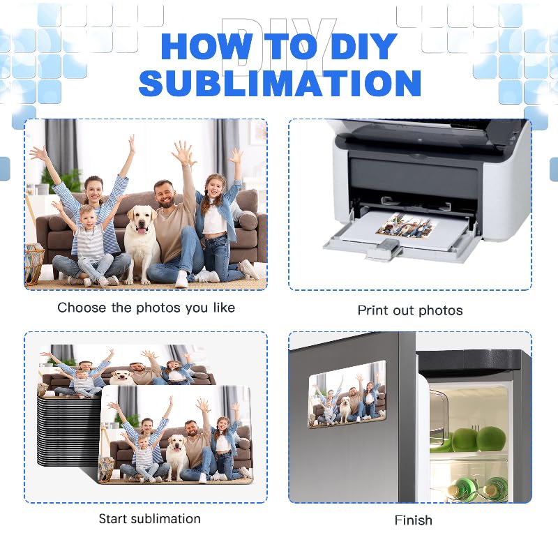 Guiqulai 30PCS Sublimation Magnet Blanks 4x3 inch, DIY Sublimation Refrigerator Magnet Personalized Sublimation Blanks Bulk Decorative Sublimation Magnets for Home Fridge Microwave Oven Door