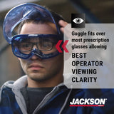 Jackson Safety 21000 - Safety Goggle - Gpl500 Premium Series - Clear Lens - Anti-fog - With Flip-up Detachable Face Shield - Blue Body Jackson Safety
