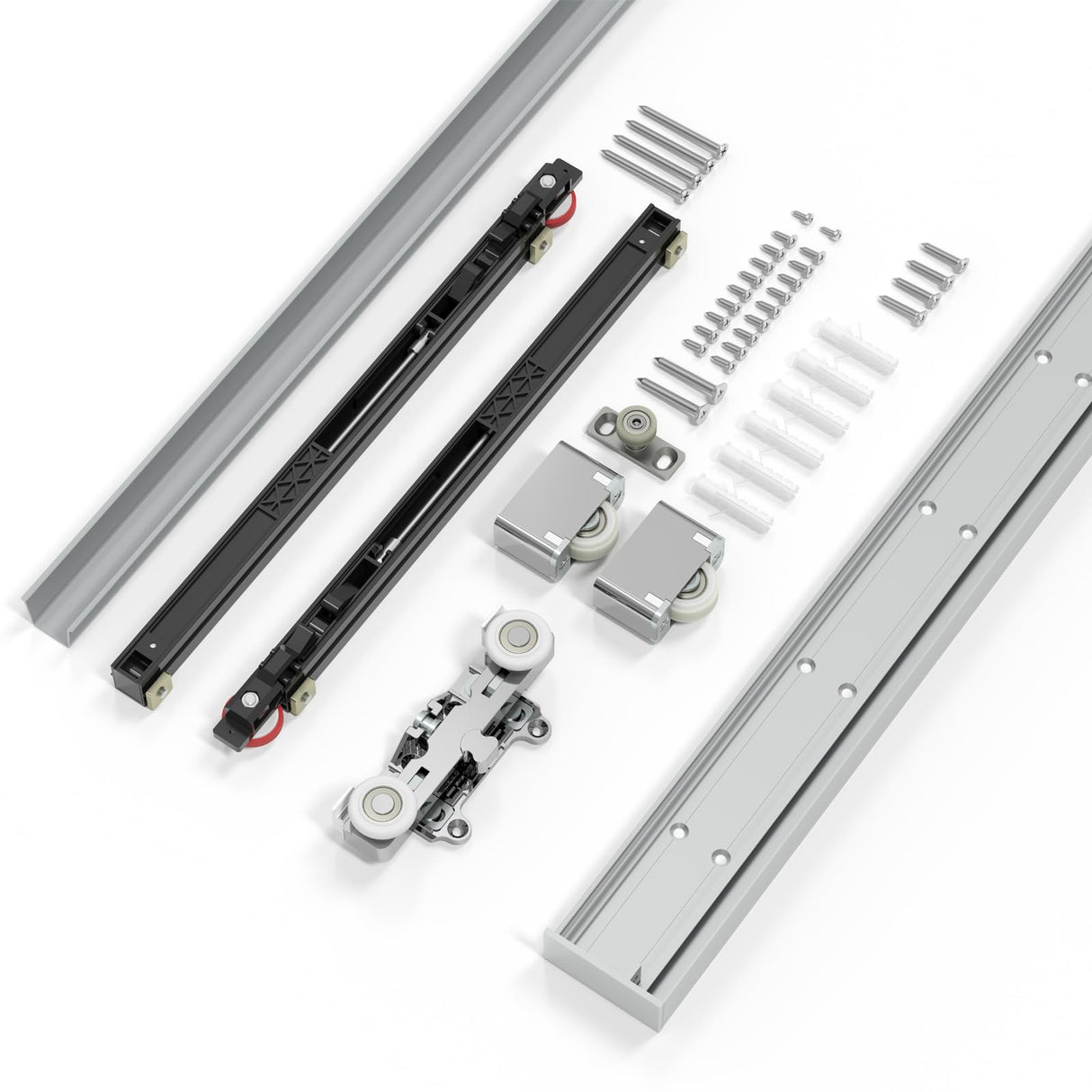 32" Concealed Sliding Barn Door Hardware Kit with Soft Close Mechanism for 24-28in Passage Opening, Hidden Aluminum Track System, Wall Mount for Interior Wooden Door (NO Door) CEAKIAN