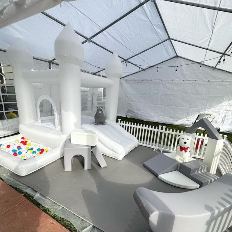 POYOUNGHU White Bounce House, House with Blower, Inflatable Bouncer, Children's Toy, Sewn Extra Thick Material for Durability POYOUNGHU