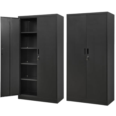 BESFUR Metal Storage Cabinet, 72" H x 36" W x 18" D Garage Storage Cabinet, Adjustable Shelves and Locking Doors for Office, School, Garage - Black