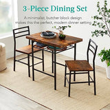 Best Choice Products 3-Piece Modern Dining Set, Space Saving Dinette for Kitchen, Dining Room, Small Space w/Steel Frame, Built-in Storage Rack - Medium Brown/Black Best Choice Products