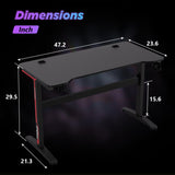 FDW 47 Inch Computer Desk Gaming Desk Writing Desk Office Desk Student PC Desk Extra Large Modern Ergonomic Racing Style Table Workstation for Adult Teens,Black FDW