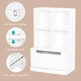 UTEX Kids Bookshelf and Toy Storage Organizer, Toddlers Bookcase with Cubbies, Adjustable Wood Shelf with Drawer for Bedroom, Playroom, Nursery, White UTEX
