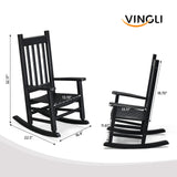 VINGLI Outdoor Child’s Rocking Chair, All Weather Wooden Rocking Chair with High Backrest, Patio Rocker for Garden, Yard, Balcony, Wooden Rocker for 3-9 Years Old, Black VINGLI