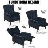 Altrobene Velvet Accent Chair, Push Back Recliner Chair, Wingback Arm Chair for Living Room/Bedroom/Home Theater/Reception Area, Black Altrobene