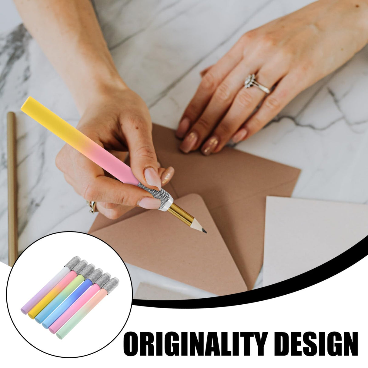 SHINEOFI 6pcs Pencil Extenders Dual Head Pencil Extender Holder Pencil Lengthener for School Short Pencils SHINEOFI