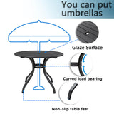 LEVELEVE 5 Piece Patio Dining Set,Outdoor Furniture 4 Textilene Chairs & 1 Round 38"x 38" Metal Slatted Table with 1.5" Umbrella Hole,Outside Porch Deck Balcony Backyard Set for 4 LEVELEVE