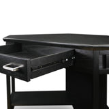 Leick Home 83430 Corner Computer/Writing Desk with Center Keyboard Drawer and Shelf, Black Oak Leick Home