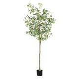 Fogein Artificial Eucalyptus Tree,6Ft Tall Fake Potted Tree Silk Faux Eucalyptus Tree with Plastic Nursery Pot, Artificial Plants for Home Office Indoor Decor Fogein