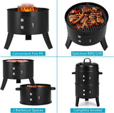 Giantex 3-in-1 Charcoal BBQ Smoker, Outdoor Grill Cooker with Built-in Thermometer and 6 Hooks for Outdoor Backyard Cooking Grilling Camping Giantex