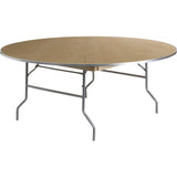 Flash Furniture 6-Foot Round HEAVY DUTY Birchwood Folding Banquet Table with METAL Edges Flash Furniture