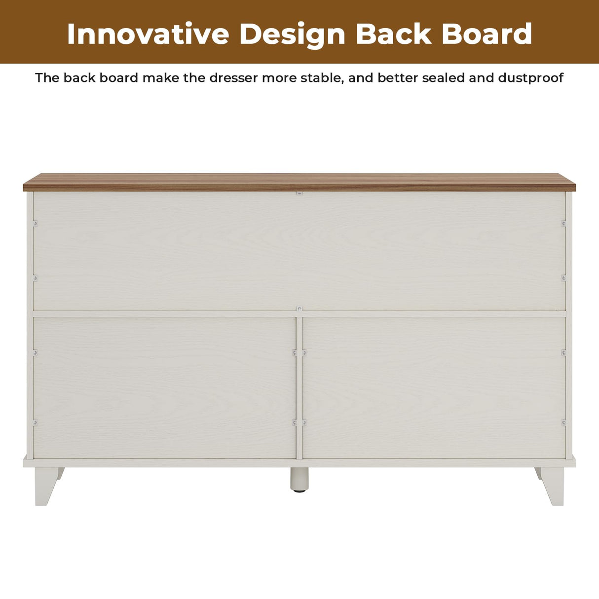 Hasuit Farmhouse 6 Drawers Dresser for Bedroom, Retro Chest of Drawers with Sliding Barn Door, Bedroom Long Storage Dressers Organizer, White Hasuit