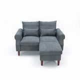 Panana 2 Seater with Ottoman Small Sofa Set, Sectional Sofa Loveseat with Ottoman for Small Space Living Room Apartment (Gray, 2 Seater with Ottoman) Panana