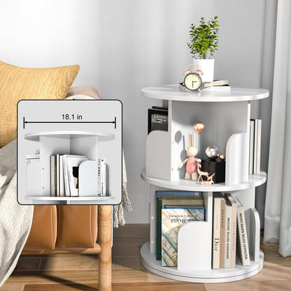 Nidouillet 2-Tier Rotating Bookshelf - Stylish White 360° Swivel Bookcase for Home and Office - WoodArtSupply