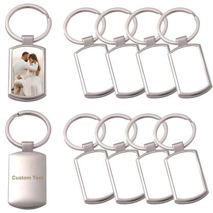 Joiit 10Pcs Sublimation Keychain Blanks Rectangle Bulk, Heat Transfer Press Key Chains with Keyrings for Photos, Laser Engraving Crafts