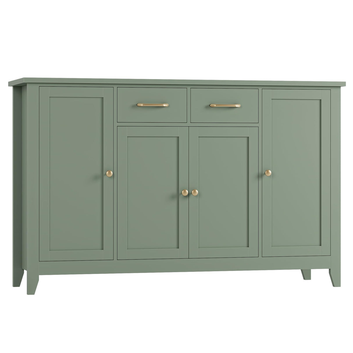 HORSTORS 55" Buffet Cabinet with Storage, Kitchen Buffet Sideboard with Drawers, Large Storage Cabinet with Doors and Shelves, Modern Farmhouse Coffee Bar for Kitchen, Dining Room, Living Room, Green HORSTORS