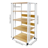 5-Tier AV Media Stand Audio Rack Tower with 4 Lockable Universal Wheels Movable Audio Media Stand with Top Corner Shelf for Record Player, Stereo Components, DVD Players(19.7*15.7*42.9in, White, Wood) VitaChicuy