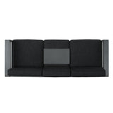 Christopher Knight Home Capecora 3-Seater Sofa with Removable Tray Table, 76.25''W Convertible Aluminum Patio Couch with Cushions, Space-Saving Outdoor Seating for Garden Backyard Balcony, Dark Gray Christopher Knight Home