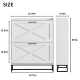 Maupvit Shoe Cabinet with 2 Flip Drawers, Freestanding Shoe Cabinet Organizer with Metal Legs, Shoes Storage Cabinet for Entryway, Narrow Shoe Rack Cabinet, White Maupvit