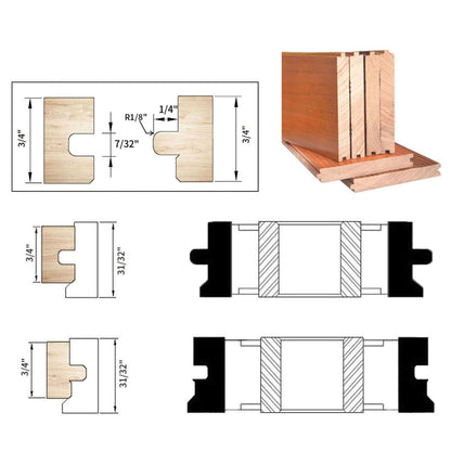 CO-CUTTNER Shaper Cutter Set 4-Wing Stile & Rail Flooring, Cutting Edges for wood thickness 5/8" & 3/4" with Bore 3/4" Heavy-Duty Woodworking Shaper - WoodArtSupply