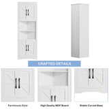 NOVAMAISON 67" Tall Farmhouse Corner Cabinet with Barn Door Design in White - Stylish Storage Solution for Any Room NOVAMAISON