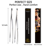 Tangoowal 2 Pcs 12-Inch Fine Tweezer Tongs,Extra-Long Stainless Steel Tweezers Tongs Tangoowal