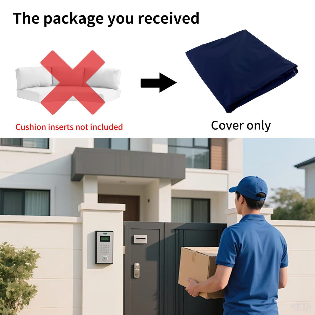 ADXTPB Outdoor Curved Cushion Covers Olefin,Waterproof Half Moon Patio Furniture Sofa Cushions Cover with Non-Slip Bottom,Cover ONLY (Navy Blue, 77 * 40 * 28 * 5.3in) ADXTPB