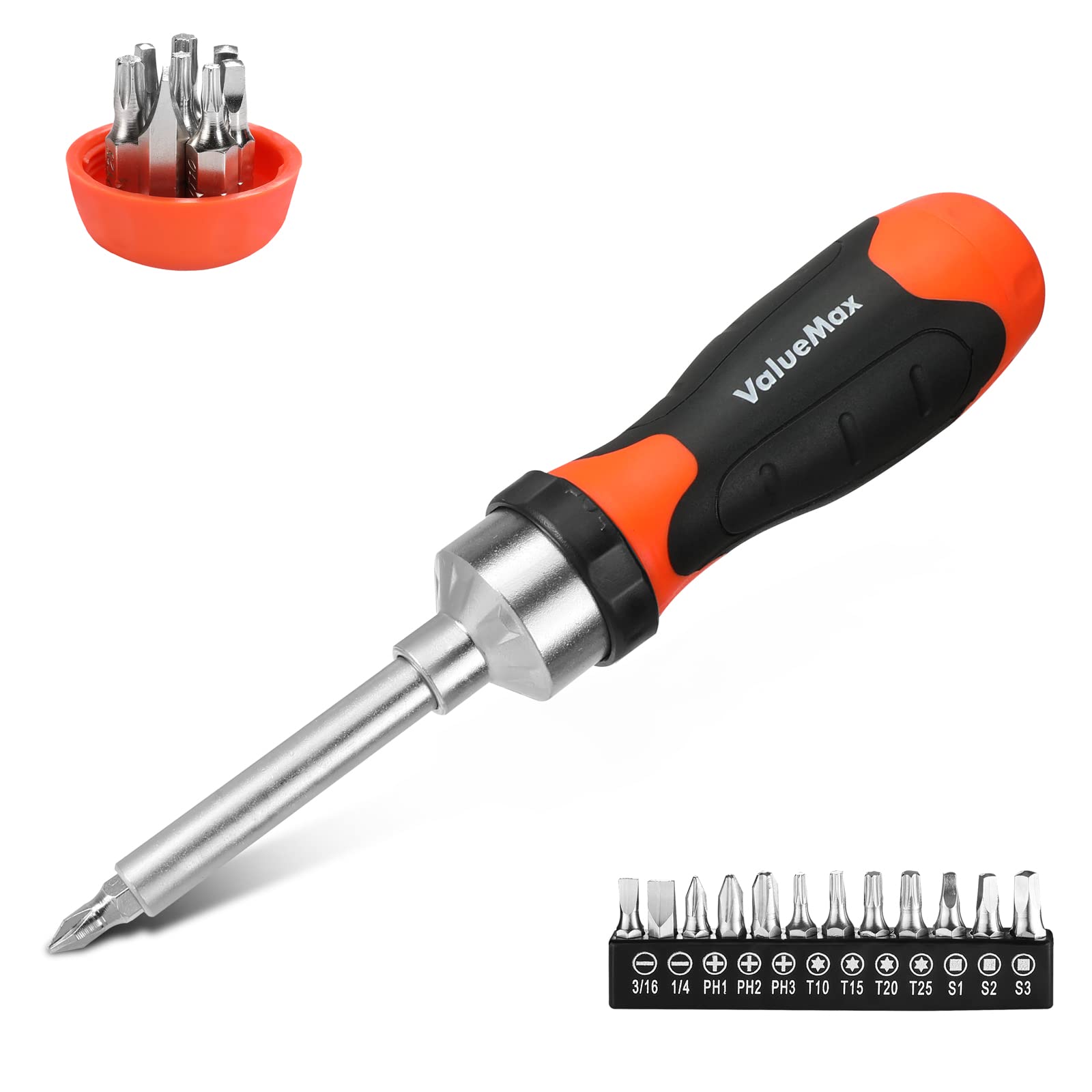 ValueMax 13-in-1 Multi-bit Ratcheting Screwdriver Set Tool All in One, Portable Multi-purpose Ratchet Screw-driver, Slotted/Philips/Torx/Square - WoodArtSupply