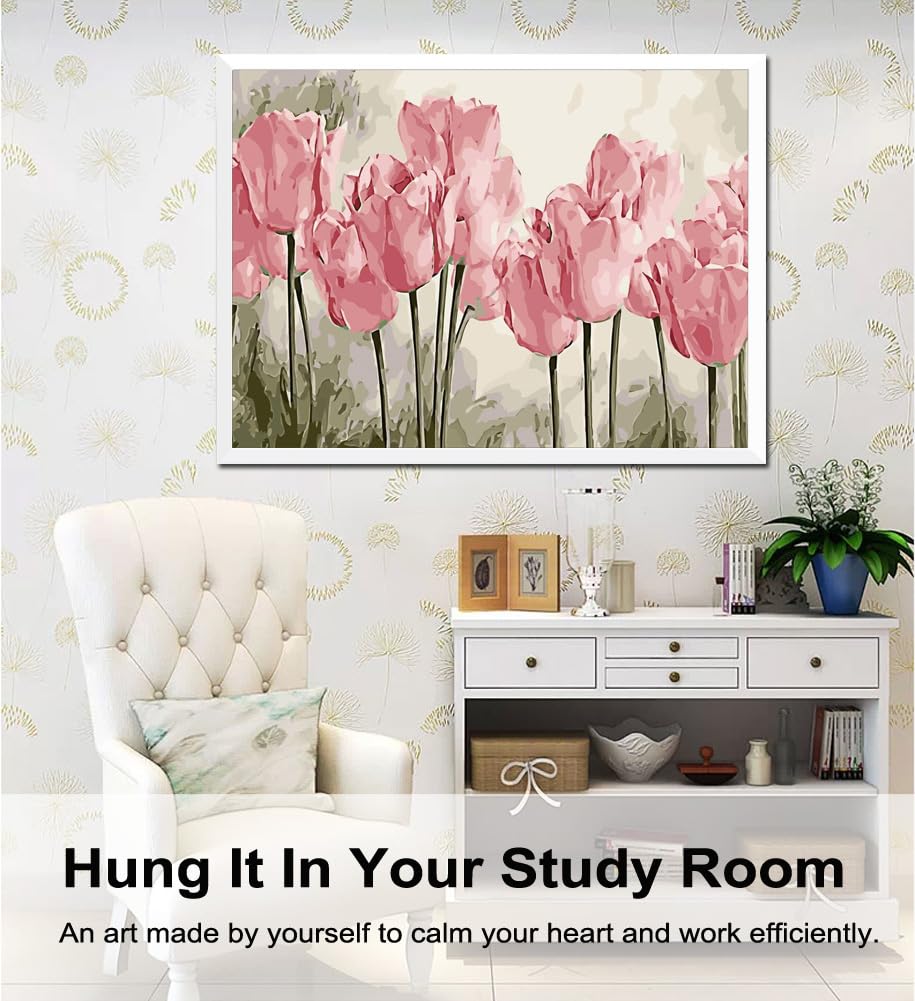 BAISITE Paint by Numbers Kit for Adults Beginners,20" Wx16 L Canvas for Painting Kits for Adults in Colorful Box Poppy Flowers-BSC002 BAISITE