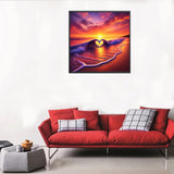 NWQZBYHT Beach Sunset 5D Diamond Painting Kits for Adults,Heart Diamond Art Kits for Adults,Round Full Drill Gem Art Kits for Beginner,DIY Diamond Dots Picture Crafts Home Wall Decor 13.78x13.78 Inch NWQZBYHT