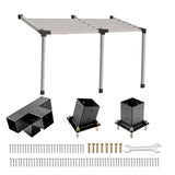 TOPTGO 3 PCS Pergola Brackets Kit,15° 4-Way Slanted Roof Pergola Bracket Set 4x4 (Actual: 3.5x3.5 in),Angle Corner Bracket with Post Base for Wooden Beams Lumber Gazebos Patio Pergola Sheds TOPTGO